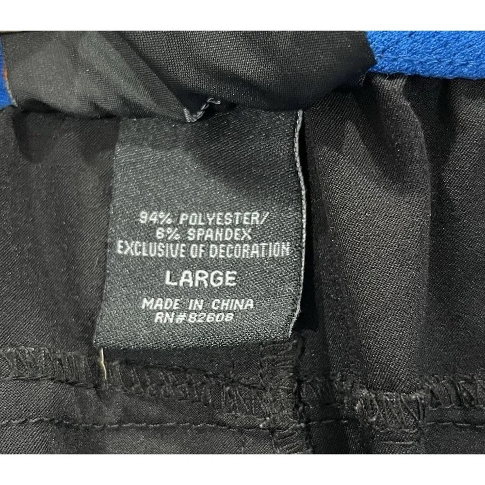 Free Country Men's Black Ankle Zip Micro-Tech Blue Accents Pants Large Y2K
